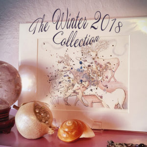 The banner image for the Winter 2018 Collection by Melani Grube, featuring the print of the painting, "Reindeer".